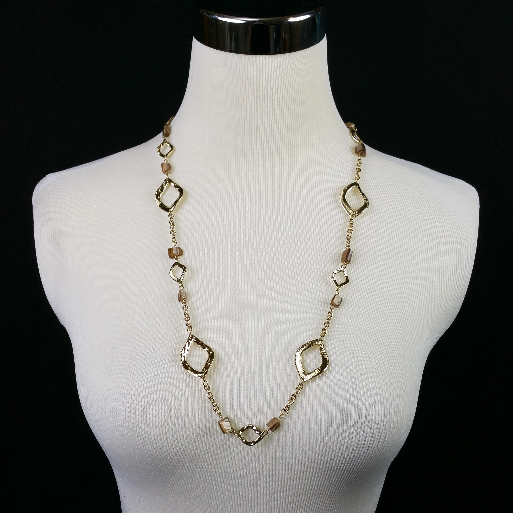 Gnw Necklace Gold Tone Genuine Shell Beads 29”